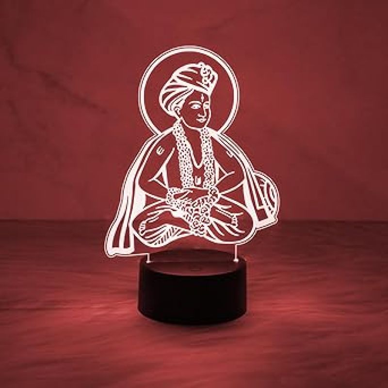 3D Illusion Saint Dnyaneshwar Lamp  Indian Marathi Saint  Automatic Color Changing Light  Home & Office Decor Light  Marathi Saint Home Decoration Light